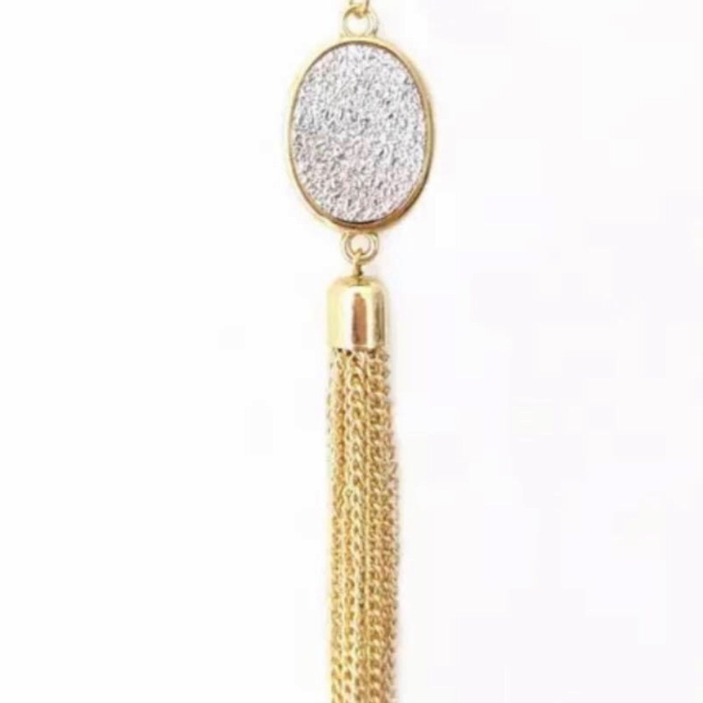 Gold and druse sparkle chandelier necklace